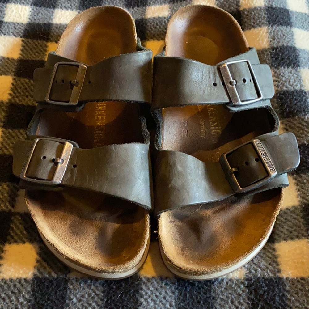 Birkenstock black and white sandals